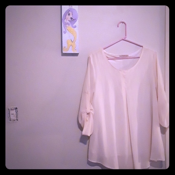 Cream Flowy Shirt - Picture 1 of 5